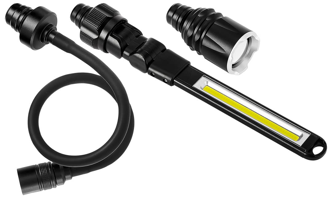 Polnilna LED svetilka NEO TOOLS 3v1 (ročna, namizna, reflektor) 8