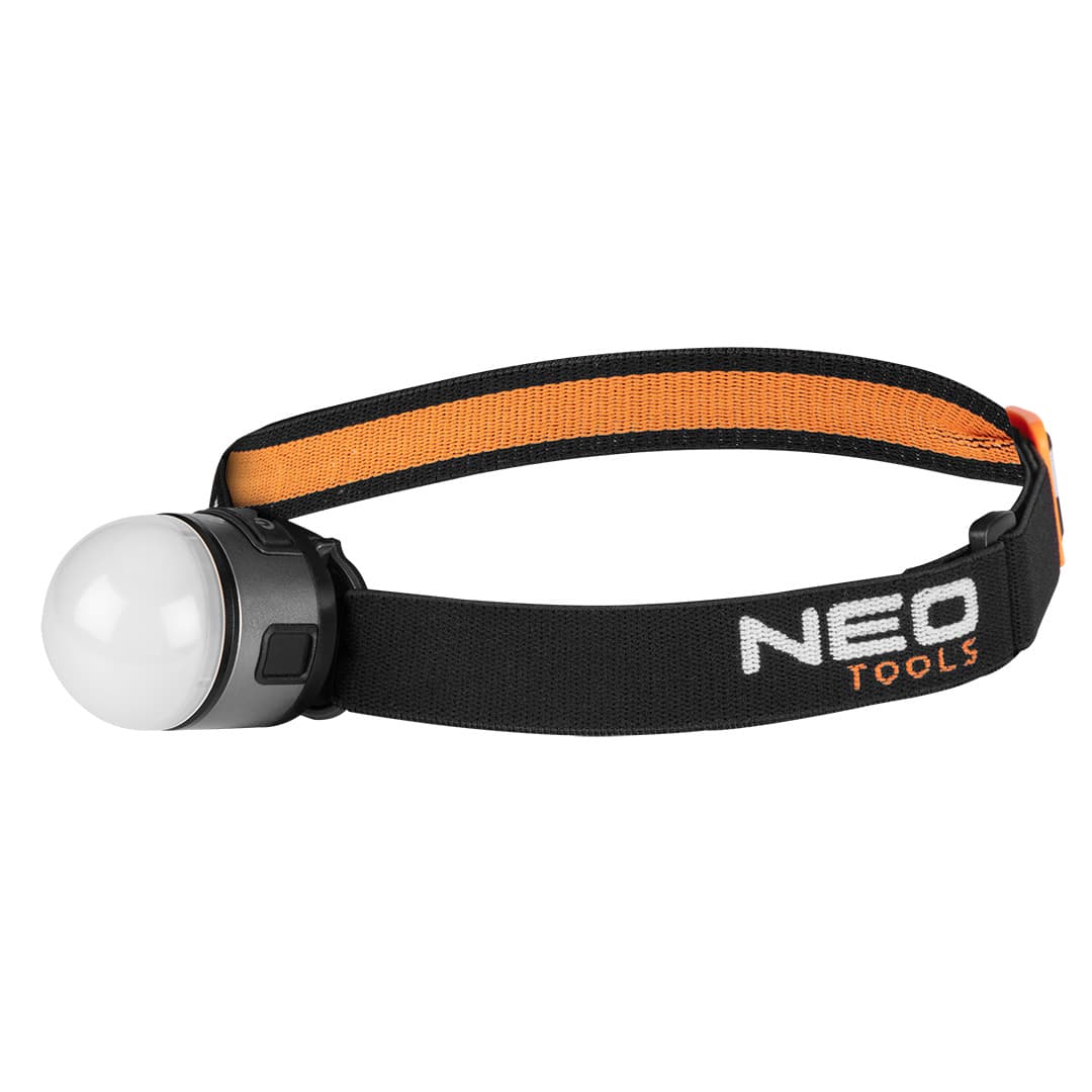 NEO TOOLS Naglavna svetilka za kampiranje, 450 lm, USB-C polnilna