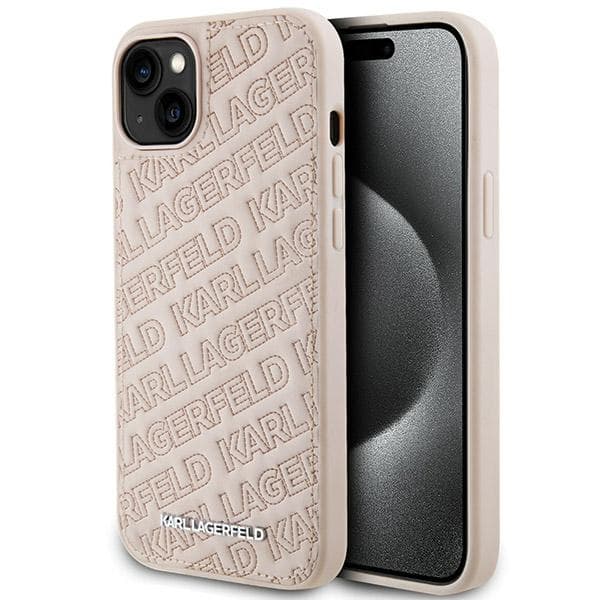 Karl Lagerfeld Quilted K vzorec ovitek za iPhone 15 Plus / 14 Plus - roza