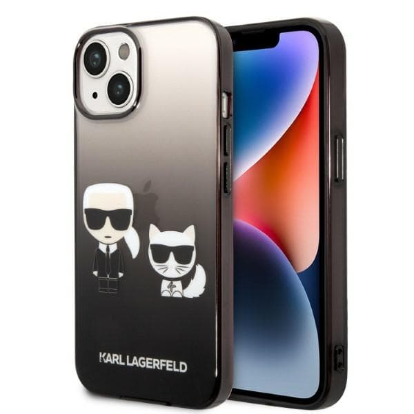 Karl Lagerfeld Gradient Ikonik Karl & Choupette ovitek za iPhone 14 Plus (6.7"), črna