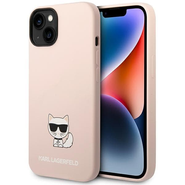 Karl Lagerfeld ovitek za iPhone 14 Plus (6,7") Silicone Choupette Body, svetlo roza