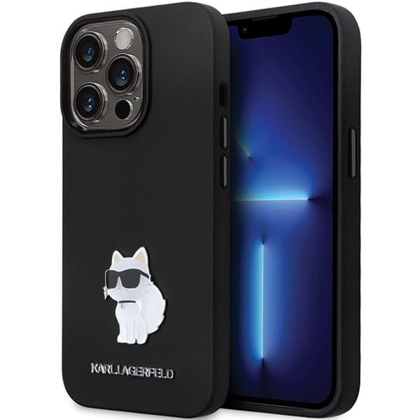 Karl Lagerfeld Silicone C Metal Pin ovitek za iPhone 13 Pro / 13 - črna