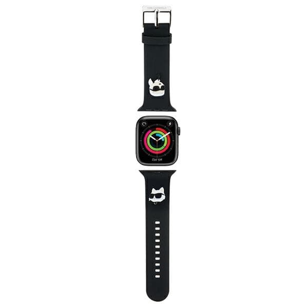 Karl Lagerfeld pašček 3D Rubber Karl & Choupette Heads za Apple Watch 38/40/41mm - črn