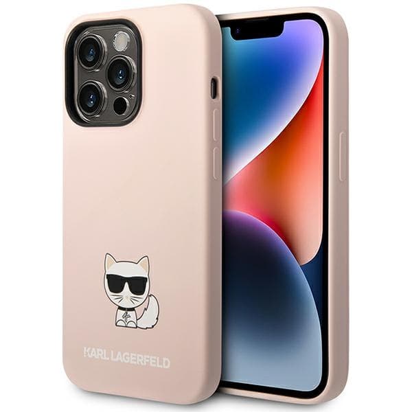 Karl Lagerfeld ovitek za iPhone 14 Pro Silicone Choupette Body, svetlo roza