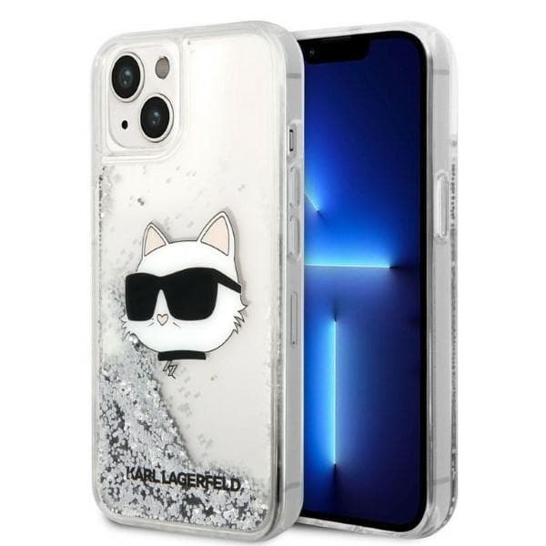 Karl Lagerfeld Glitter Choupette Head etui za iPhone 14 Plus 6.7" srebrno