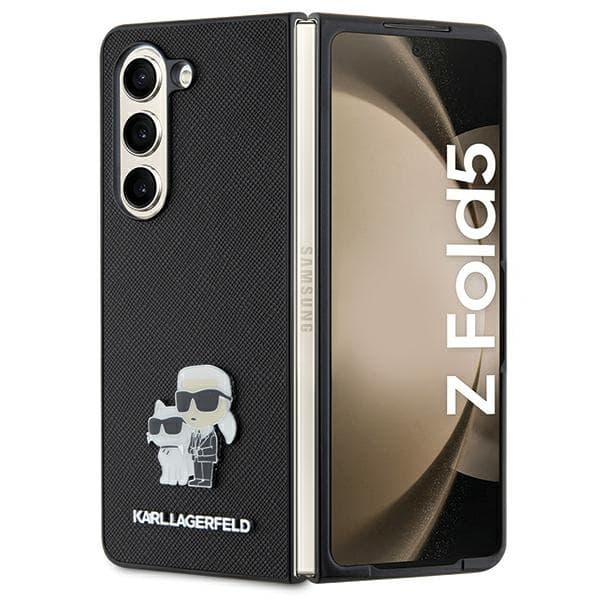 Karl Lagerfeld ovitek za Samsung Galaxy Z Fold 5 - Saffiano Karl&Choupette Pin - črn