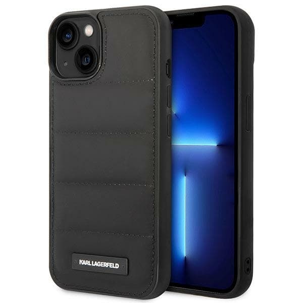 Karl Lagerfeld Puffy Elongated Logo ovitek za iPhone 14 Plus (6,7"), črn
