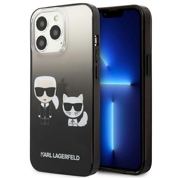 Ovitek Karl Lagerfeld Gradient Ikonik Karl&Choupette za iPhone 13 Pro / 13, črn