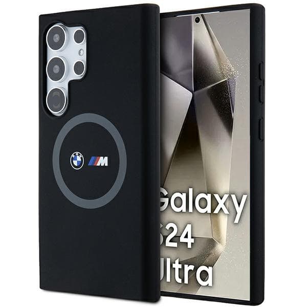 BMW M silikonski ovitek z obročem in MagSafe za Samsung Galaxy S24 Ultra - črna