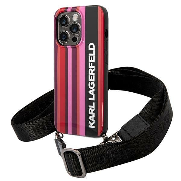 Karl Lagerfeld Color Stripes Strap ovitek za iPhone 14 Pro Max (6.7"), roza