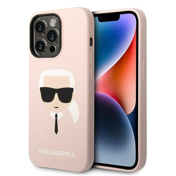 Karl Lagerfeld Silicone Karl's Head ovitek za iPhone 14 Pro (6.1"), svetlo roza