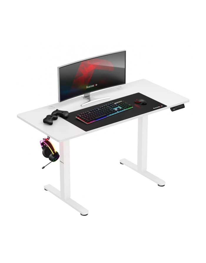 Gaming Miza Huzaro Hero 8.2 White, 136x67cm, Carbon Vrh, Upravljanje Kablov, Polica za Monitor