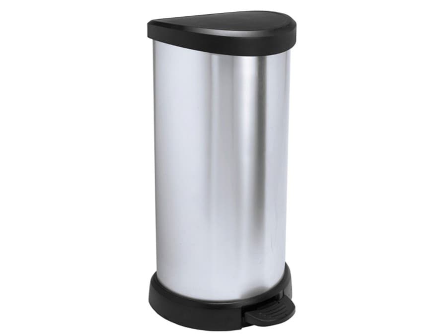 Curver Kovinski koš za smeti s pedalom, 40L, srebrn