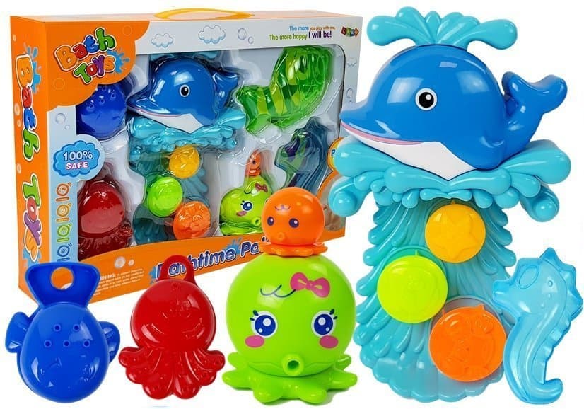 Set za kopanje LEAN TOYS Delfin z morski živalmi in vodnim slapom