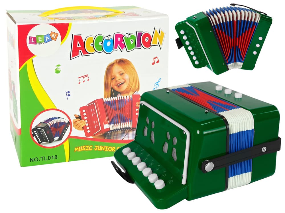 Otroški akordeon LEAN TOYS, zelen, glasbeni instrument