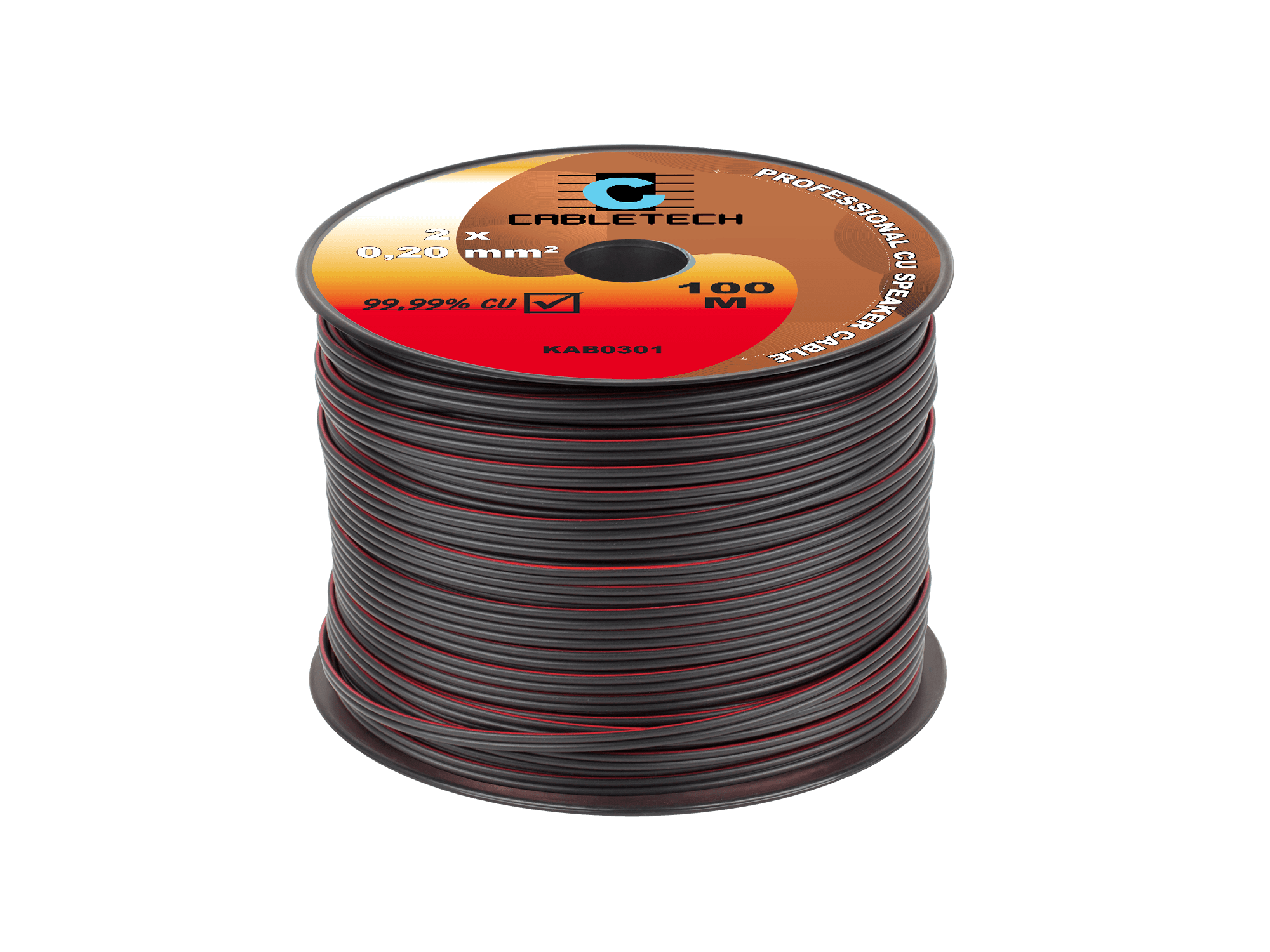 Kabelski vodnik za zvočnike Cabletech 2x0,2mm, črn