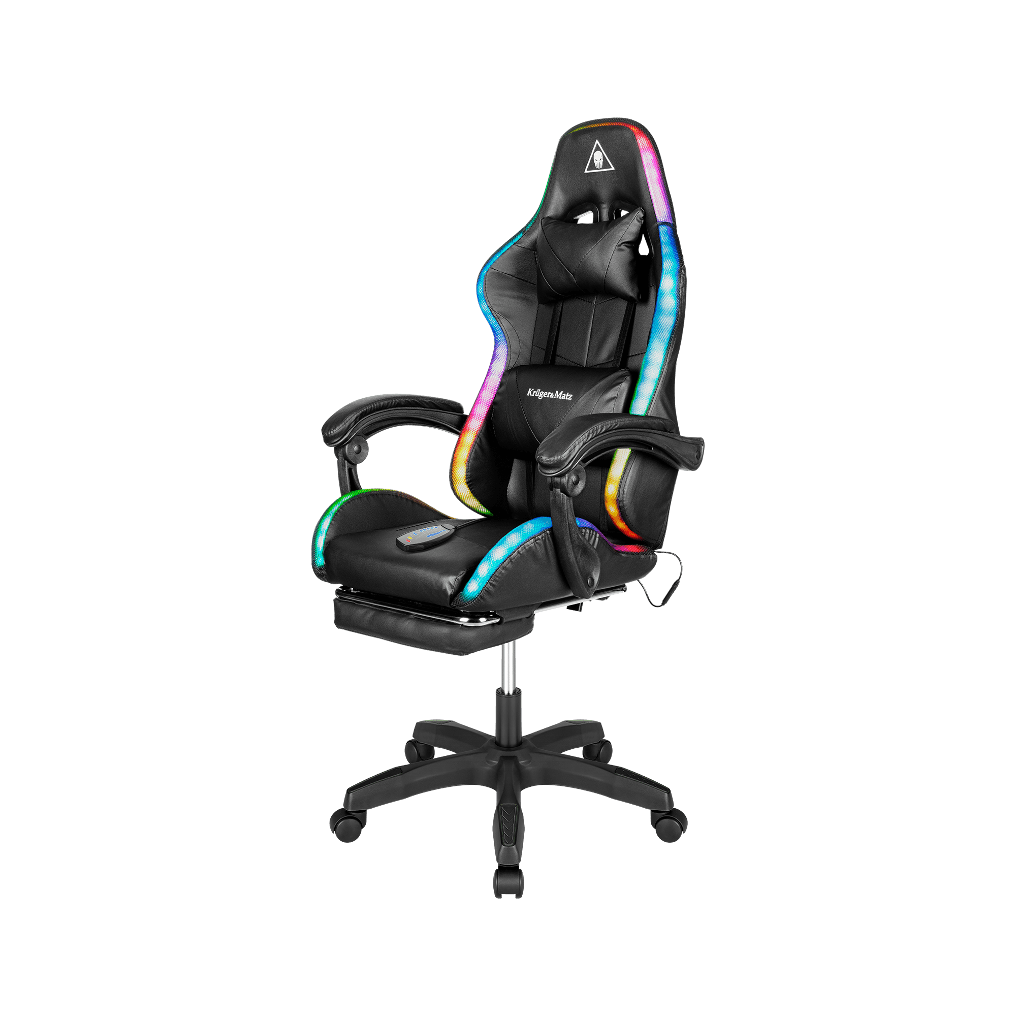 Gaming stol Kruger&Matz GX-150, črn, LED osvetlitev, 7-točkovna masaža