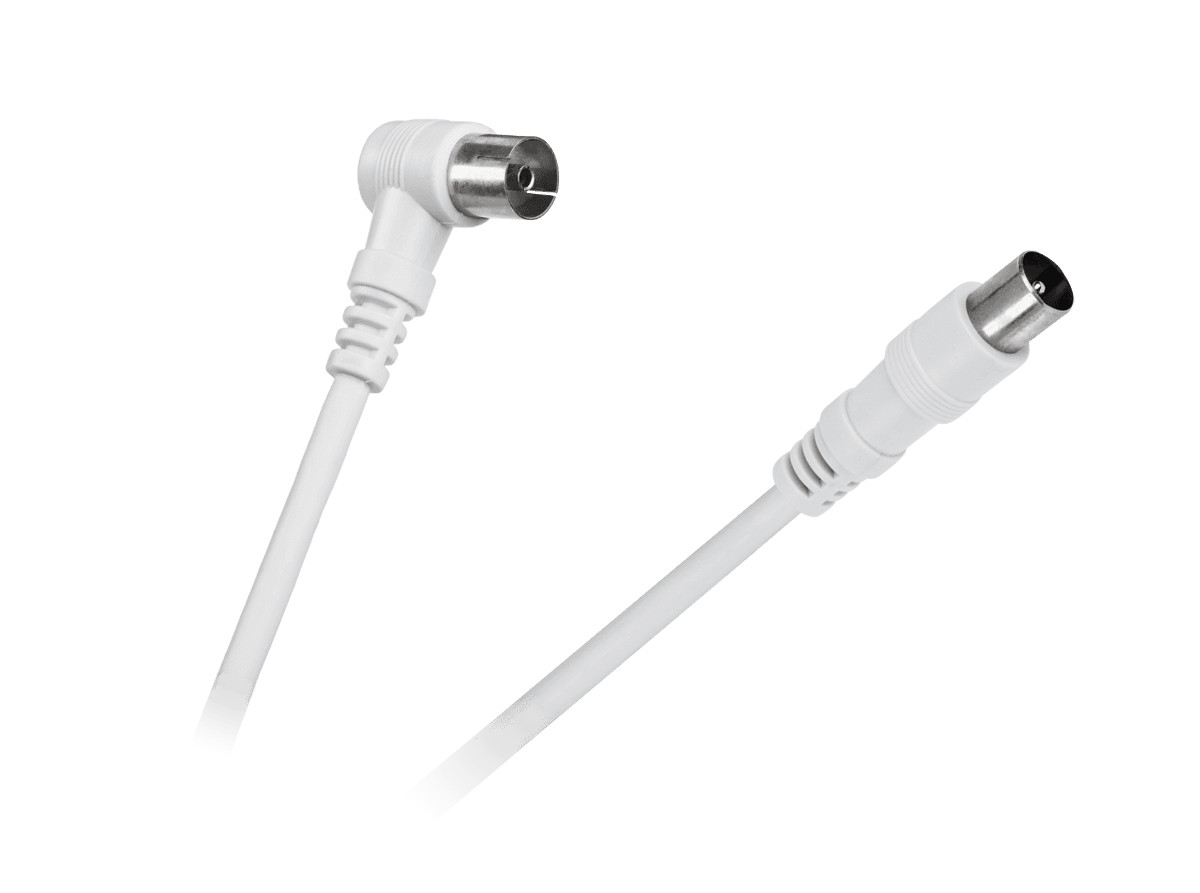 Kabel TV - VIDEO, kotni/ravni, beli, 5m