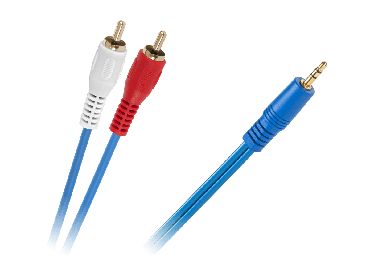 Avdio kabel JACK 3,5 mm na 2x RCA, 5 m (modra)