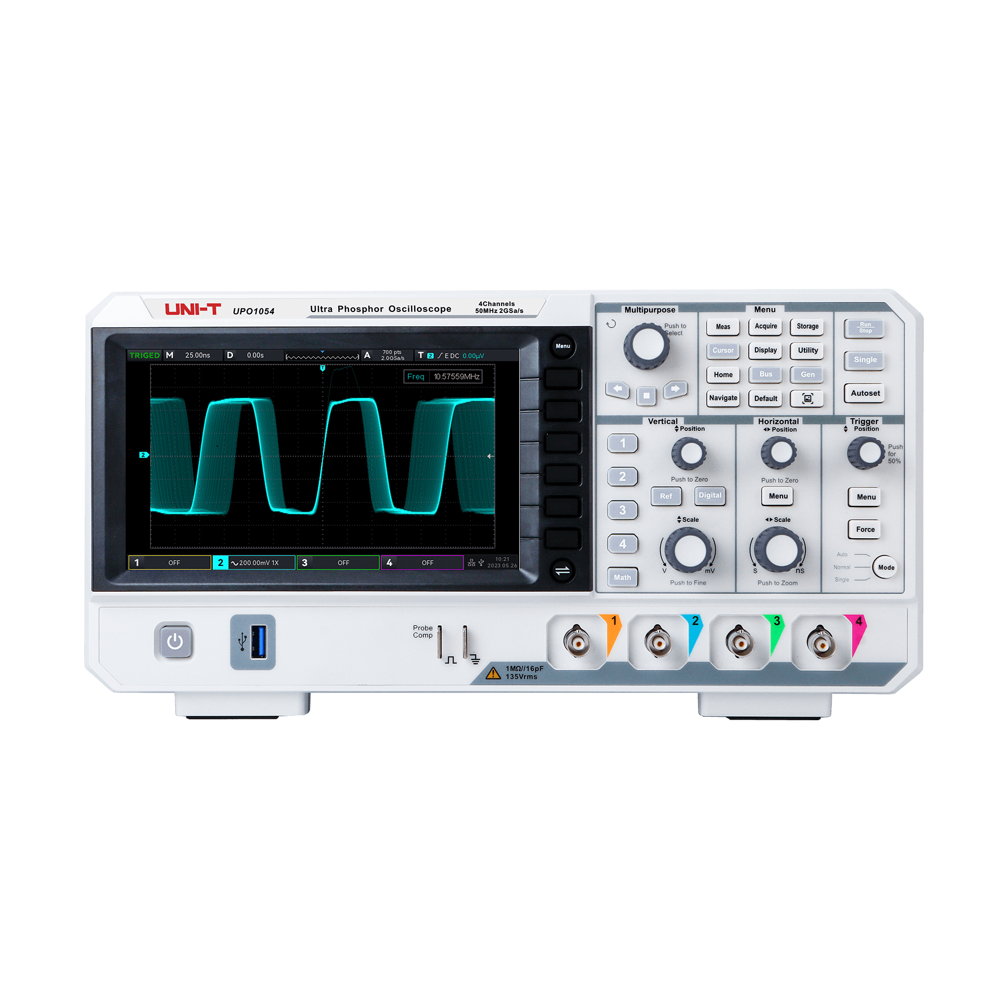 Uni-T UPO1054, digitalni pomnilniški osciloskop, 4-kanalni, 50 MHz