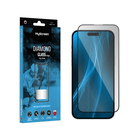 MYSCREEN Diamond Glass Lite Full Glue za Apple iPhone 15 Pro 6.1" (črno)