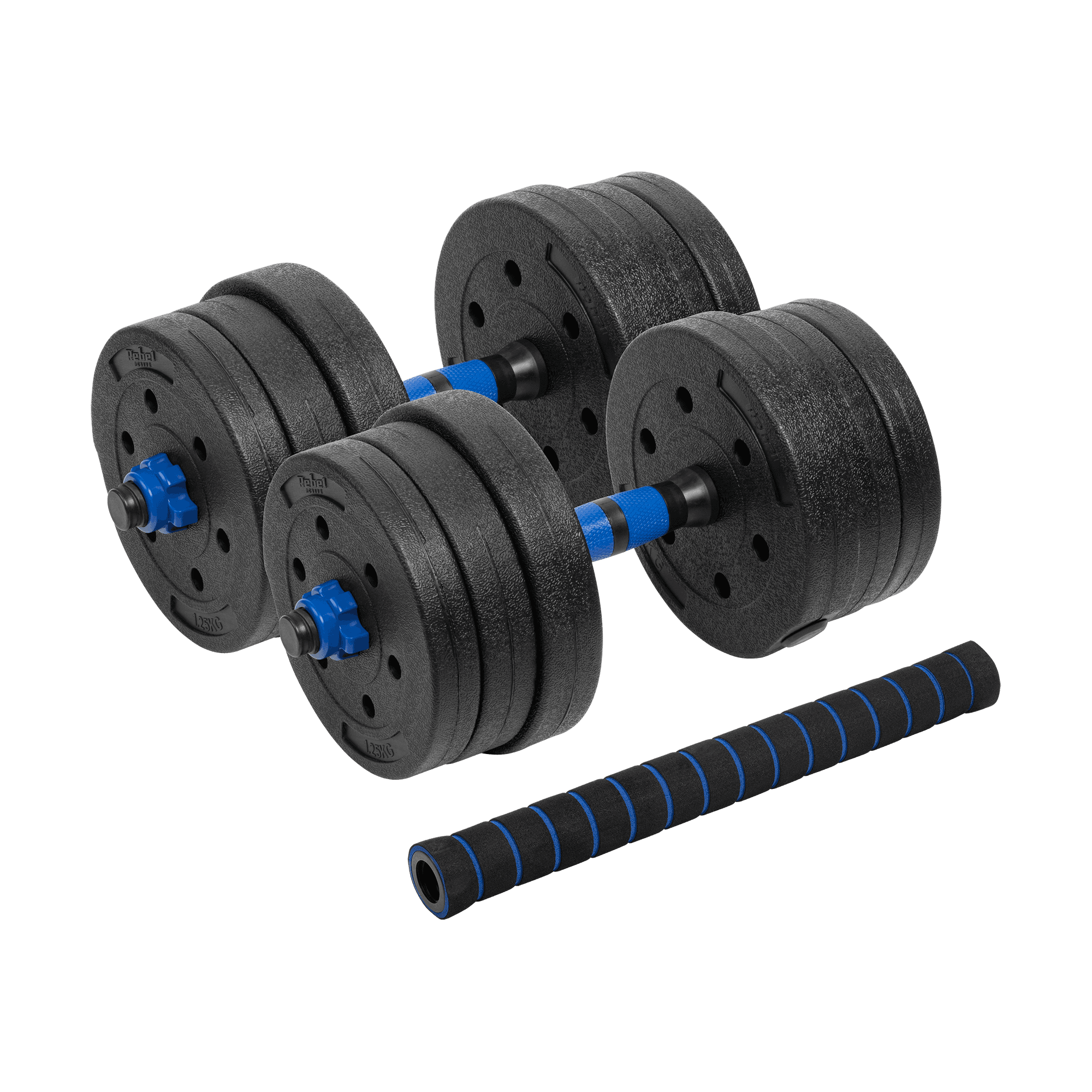 REBEL ACTIVE Nastavljivi bitumenski hantli z ročico, 2x10kg