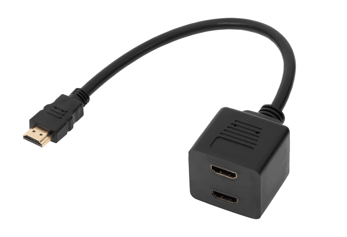 Adapter HDMI (wt) - 2x HDMI (gn) na kablu 30cm